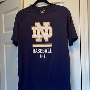 Under Armour Notre Dame baseball drifit short sleeve shirt.